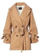 Banana Republic Womens Water-resistant Tie-sleeve Trench Tan Size Xl