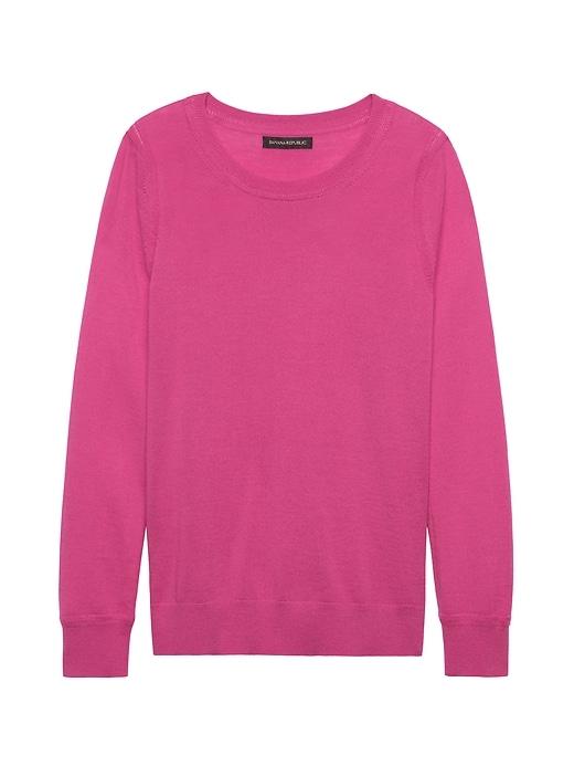 Banana Republic Womens Machine-washable Merino Crew Sweater-neck Sweater Pink Glow Neon Size Xs