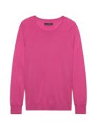 Banana Republic Womens Machine-washable Merino Crew Sweater-neck Sweater Pink Glow Neon Size Xs