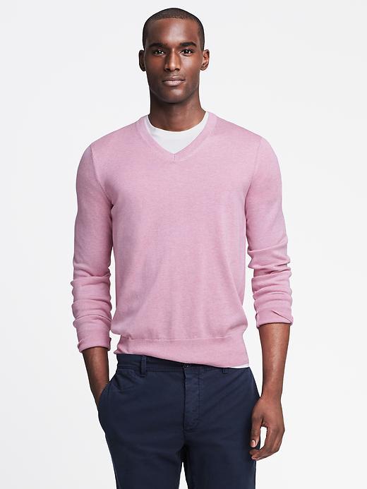 Banana Republic Mens Silk Cotton Cashmere Vee Pullover Size Xxl - Dusty Pink