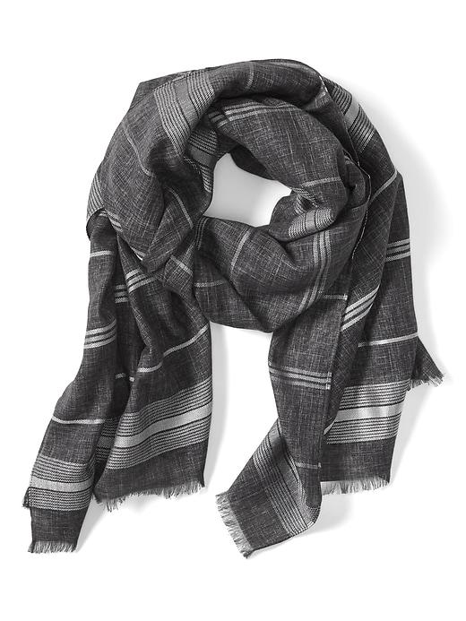 Banana Republic Womens Metallic Stripe Rectangular Scarf Black & Silver Size One Size