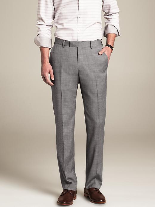 Banana Republic Tailored Fit Grey Micro Dot Wool Suit Trouser - Grey