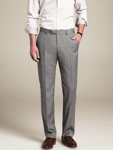 Banana Republic Tailored Fit Grey Micro Dot Wool Suit Trouser - Grey