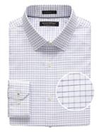 Banana Republic Mens Camden Standard-fit Non-iron Mini Grid Dress Shirt Marfa Blue Size Xxs