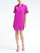 Banana Republic Womens Flutter Sleeve Polo Dress - Bright Magenta