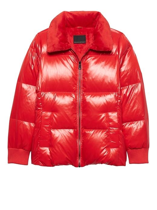 Banana Republic Womens Water-repellent Down Puffer Jacket Bright Red Size Xxs