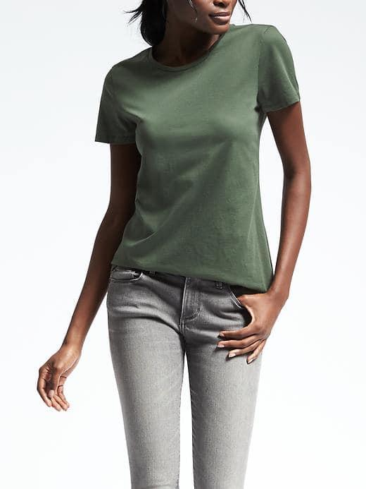 Banana Republic Womens Short Sleeve Supima Crew Tee - Flight Jacket