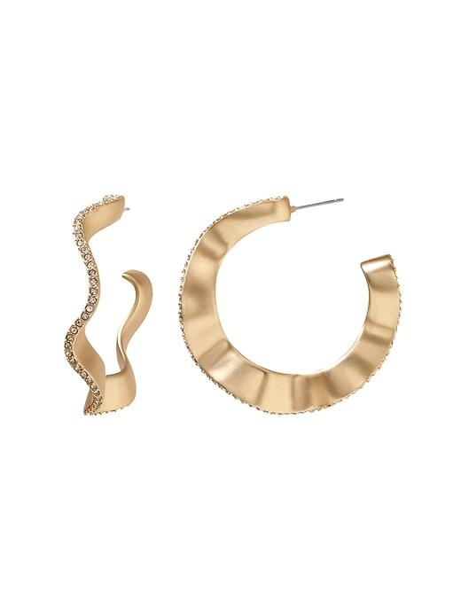 Banana Republic Womens Metal Flounce Hoop Earring Gold Size One Size