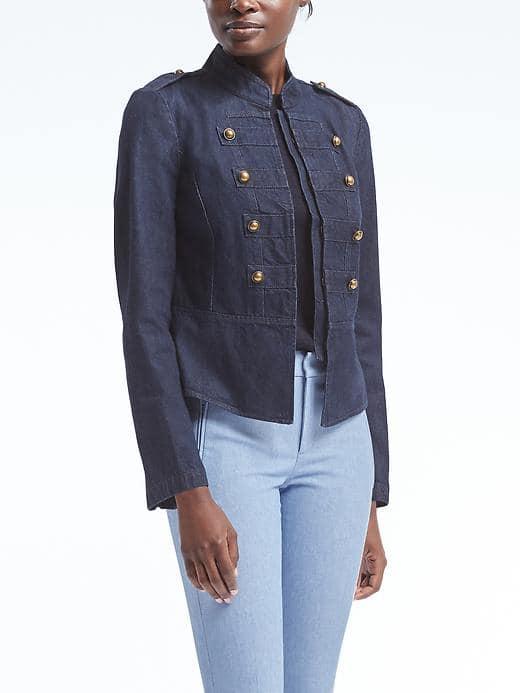 Banana Republic Womens Denim Band Jacket - Medium Wash