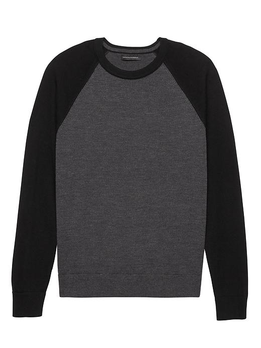 Banana Republic Mens Italian Merino Crew Sweater-neck Raglan Sweater Charcoal Gray Size Xl