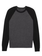 Banana Republic Mens Italian Merino Crew Sweater-neck Raglan Sweater Charcoal Gray Size Xl