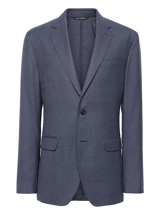 Banana Republic Mens Slim Smart-weight Performance Wool Blend Houndstooth Suit Jacket Navy Size 48