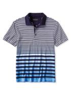 Banana Republic Mens Slim Stripe Dip Dye Polo Size L Tall - Navy