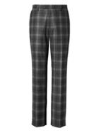 Banana Republic Mens Slim Gray Plaid Italian Wool Flannel Suit Trouser - Charcoal