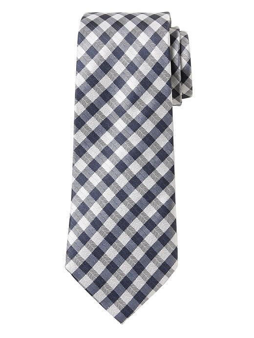 Banana Republic Mens Gingham Silk Nanotex Tie Navy Size One Size