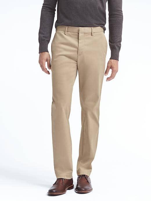 Banana Republic Mens Emerson Straight Rapid Movement Chino - Khaki