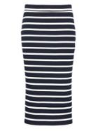 Banana Republic Womens Stripe Ribbed Midi Pencil Skirt Bold Blue Stripe Size S