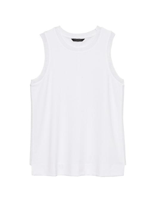 Banana Republic Womens Petite Rib-knit Trim Tank White Size L