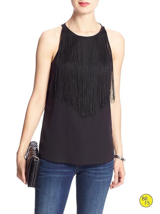 Banana Republic Factory Fringe Tank Size L - Black