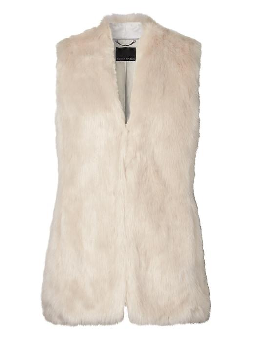 Banana Republic Womens Faux Fur Vest Cream Size M
