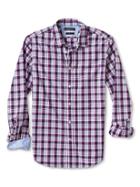 Banana Republic Mens Camden Fit Custom Wash Bold Check Shirt Size L Tall - Purple Flower