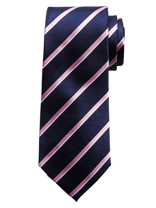 Banana Republic Mens Monogram Stripe Tie Size One Size - Pop Pink