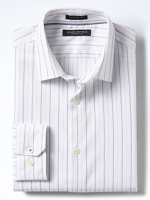 Banana Republic Mens Camden Fit Supima Cotton Stripe Shirt - White