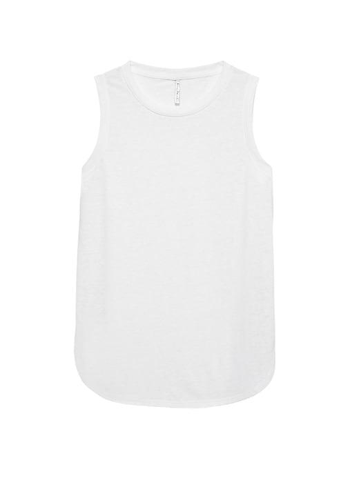 Banana Republic Womens Petite Curved-hem Linen Blend Tank White Size L
