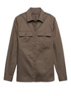 Banana Republic Womens Dillon Classic-fit Twill Utility Shirt Dark Taupe Size S