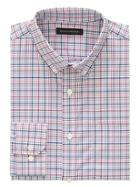 Banana Republic Mens New Slim-fit Tech-stretch Cotton Grid Shirt Classic Pink Size M