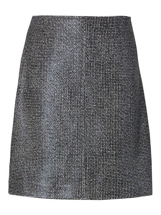 Banana Republic Womens Coated Tweed Mini Skirt - Black Tweed
