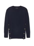 Banana Republic Womens Cotton-wool Blend Button-side Crew-neck Sweater Navy Blue Size S