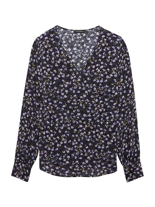 Banana Republic Womens Floral Peek-a-boo Sleeve Top Small Violet Print Size M