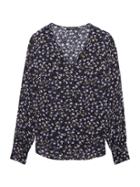 Banana Republic Womens Floral Peek-a-boo Sleeve Top Small Violet Print Size M