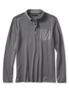 Banana Republic Mens Luxe Touch Plaited Long Sleeve Polo Size L Tall - Urban Gray