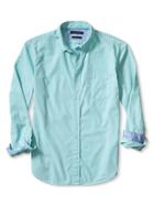 Banana Republic Mens Grant Fit Micro Stripe Custom 078 Wash Shirt Size L Tall - Surf Spray