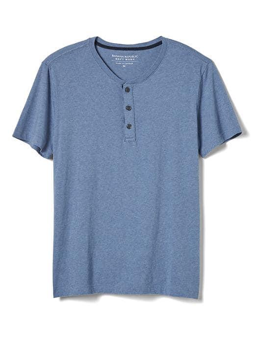 Banana Republic Mens Soft Wash Henley - Cerulean Blue