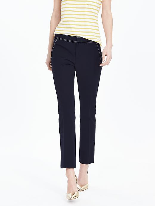 Banana Republic Womens Topstitch Crop Flare Size 6 Long - Preppy Navy
