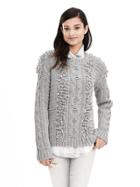 Banana Republic Womens Textured Cable Knit Crew Pullover Size L - Gray