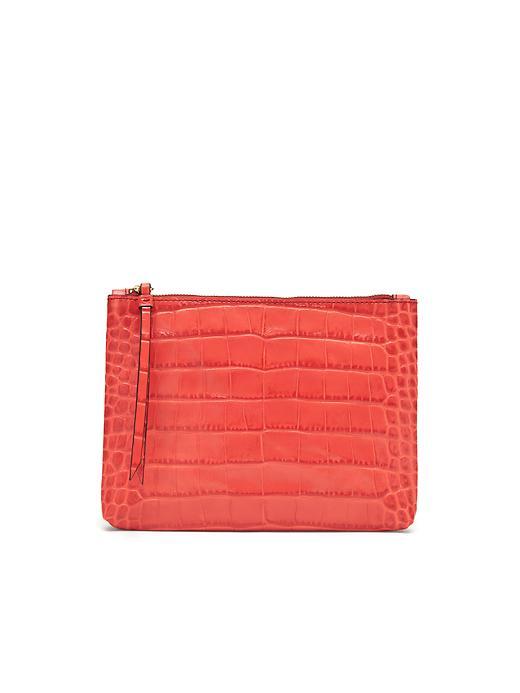 Banana Republic Small Zip Crocodile Pouch - Red