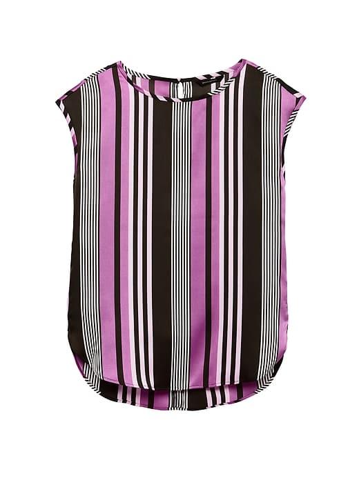 Banana Republic Womens Stripe High-low Curved Hem Top Vibrant Lilac Stripe Size S