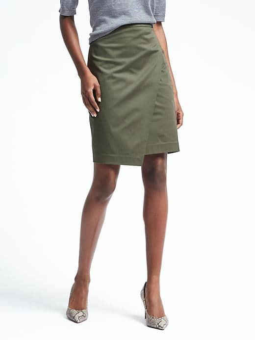 Banana Republic Womens Sateen Crossover Pencil Skirt - Flight Jacket