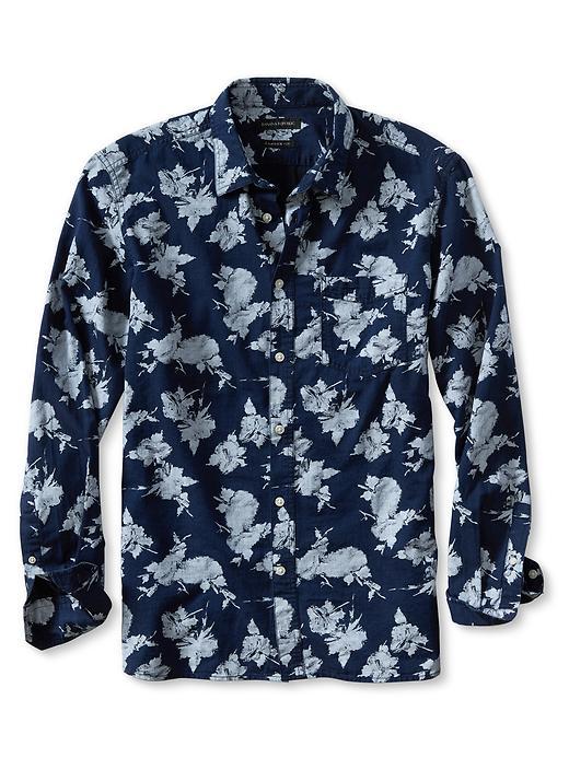 Banana Republic Mens Camden Fit Abstract Denim Shirt Size M - Dark Indigo