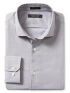 Banana Republic Mens Grant Fit Solid 120s Supima Cotton Shirt Size L Tall - Dark Silver Gray