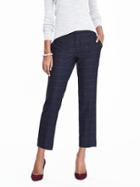 Banana Republic Avery Fit Windowpane Crop Pant Size 0 Petite - Navy Windowpane