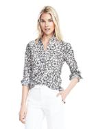 Banana Republic Womens Dillon Fit Print Shirt Size L Tall - Black