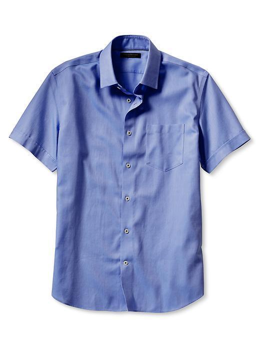 Banana Republic Slim Fit Non Iron Short Sleeve Shirt - Blue