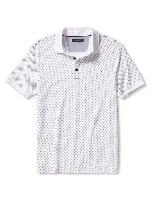 Banana Republic Mens Micro Dot Performance Polo Size L Tall - White