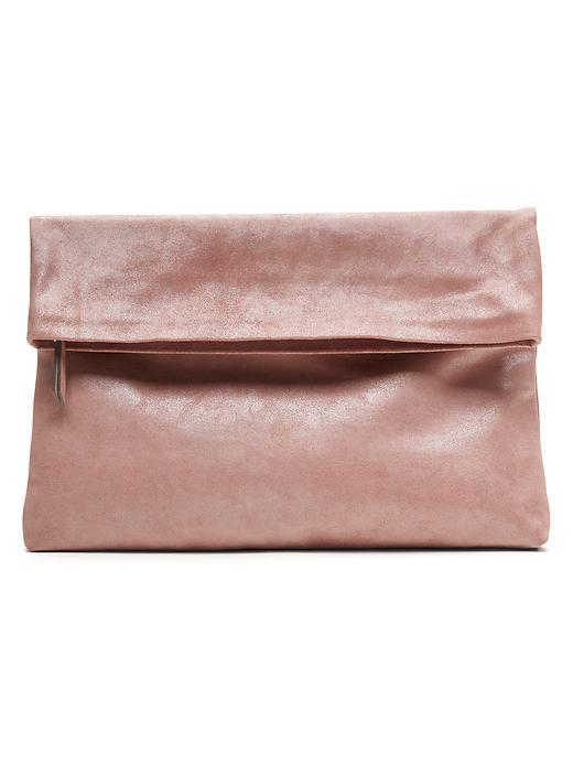 Banana Republic Italian Suede Foldover Pouch Size One Size - Blush