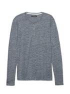 Banana Republic Mens Vintage Henley T-shirt Preppy Navy & Black Size L